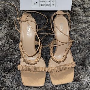 Mixx Shuz Nude Strappy Heels